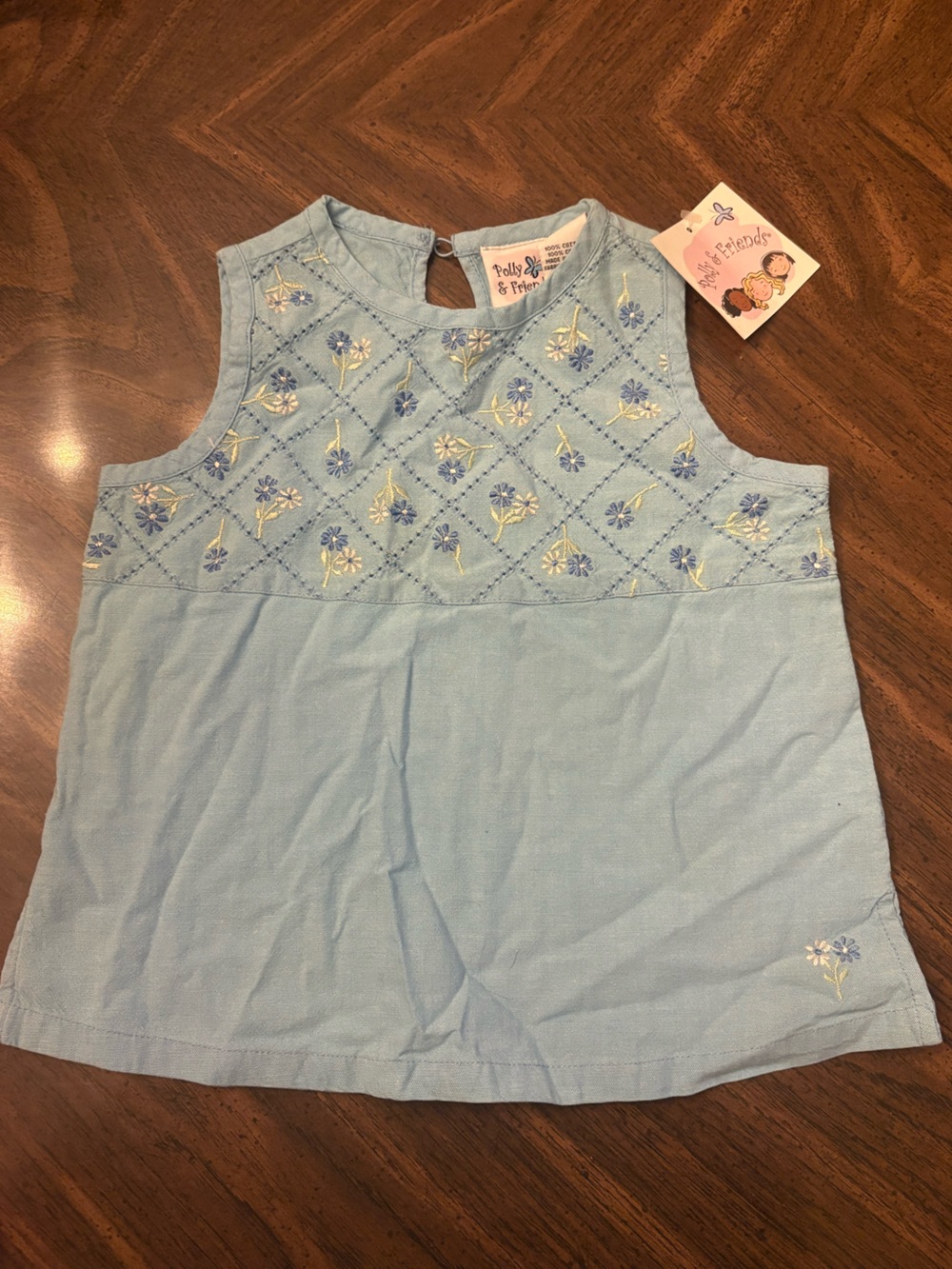 Y2K Polly & Friends NWT Light Blue Embroidered 4T Tank